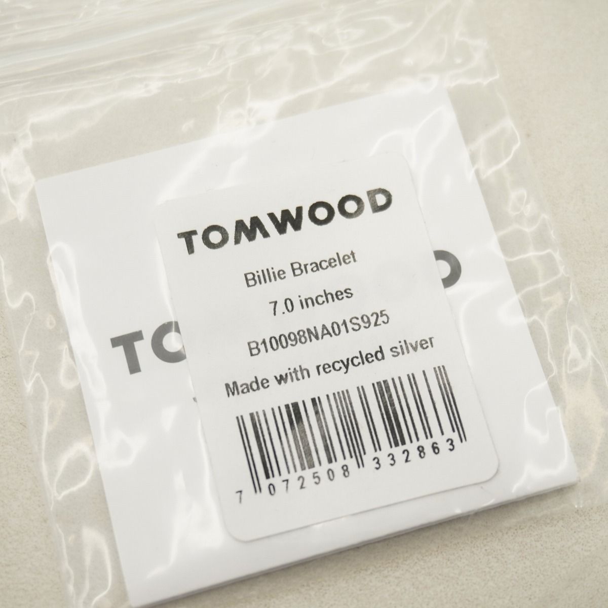 美品 TOMWOOD トムウッド Billie Bracelet 7.0 スクエア チェーン 