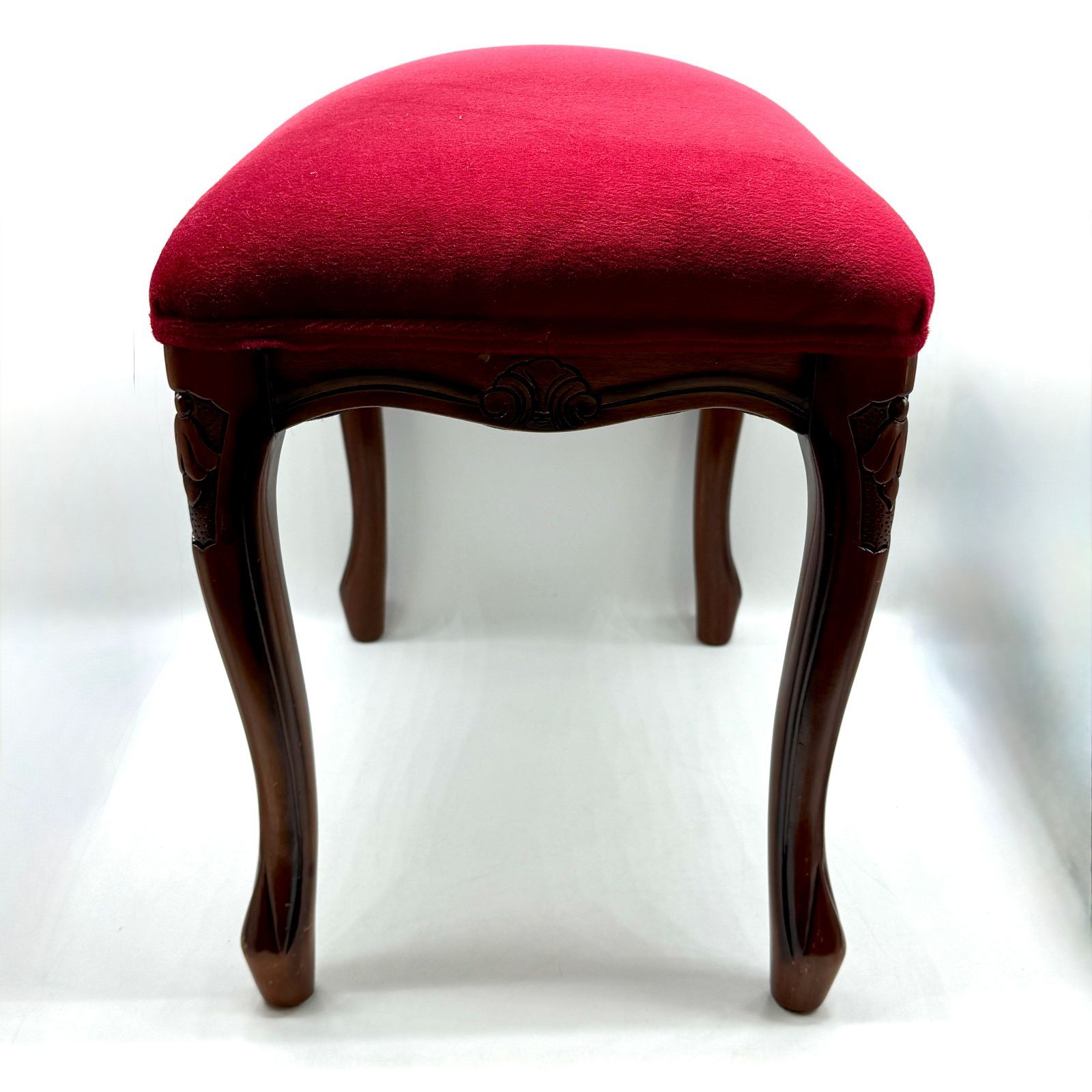 アンティークスツール 猫脚 木製 ベルベット クッション ヨーロピアン 
