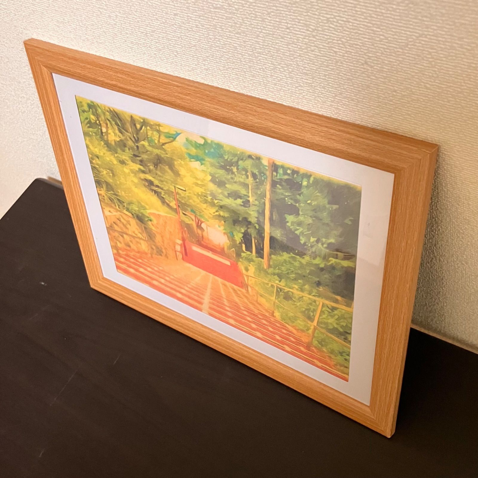 ジブリアート108 耳をすませばより「桜ヶ丘の階段より」額装品 額縁