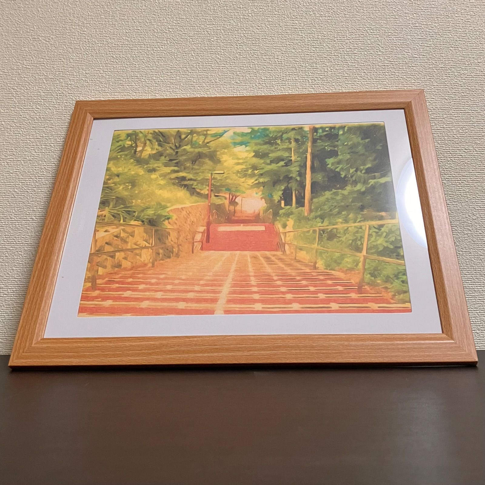 ジブリアート108 耳をすませばより「桜ヶ丘の階段より」額装品 額縁