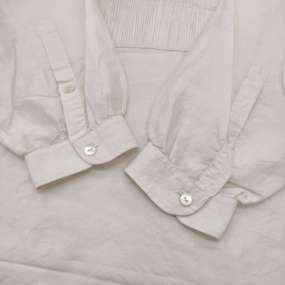 BUNON Pintuck Long Blouse ピンタック シルク インド製 サイズM ブラウス シャツ オフホワイト レディース ブノン【中古】6-0403M♪ BUNON Pintuck Long Blouse ピンタック シルク インド製 サイズM