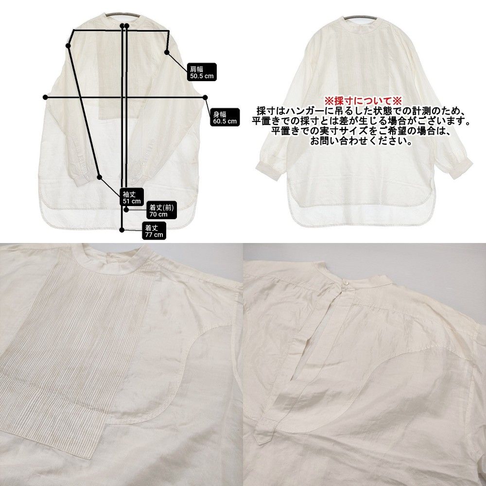 BUNON Pintuck Long Blouse ピンタック シルク インド製 サイズM ブラウス シャツ オフホワイト レディース ブノン【中古】6-0403M♪ BUNON Pintuck Long Blouse ピンタック シルク インド製 サイズM