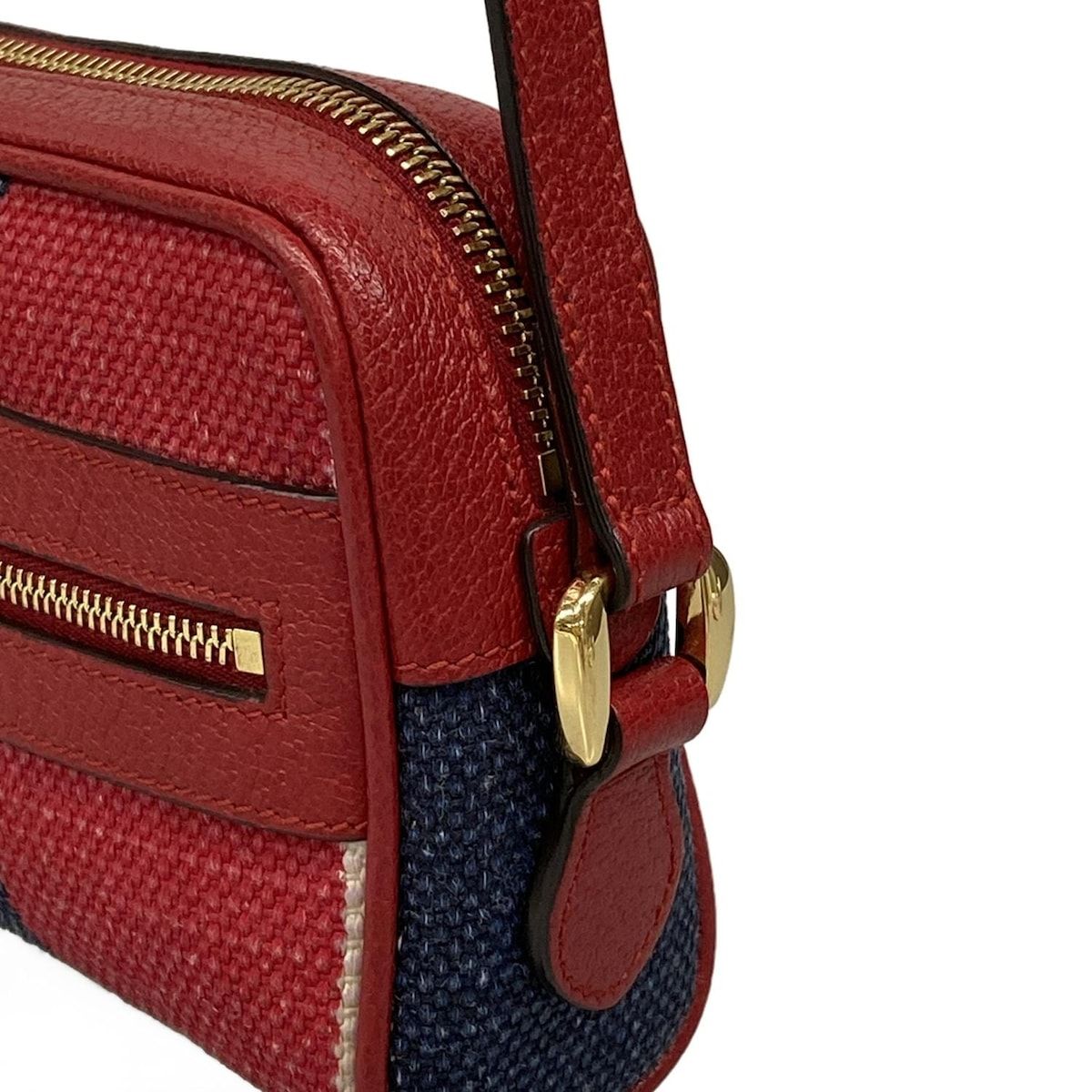 GUCCI(グッチ) ショルダーバッグ オフィディア ミニバッグ 517350 レッド×ネイビー×アイボリー トリコロール レザー GUCCI - GUCCI(グッチ) ショルダーバッグ オフィディア ミニバッグ