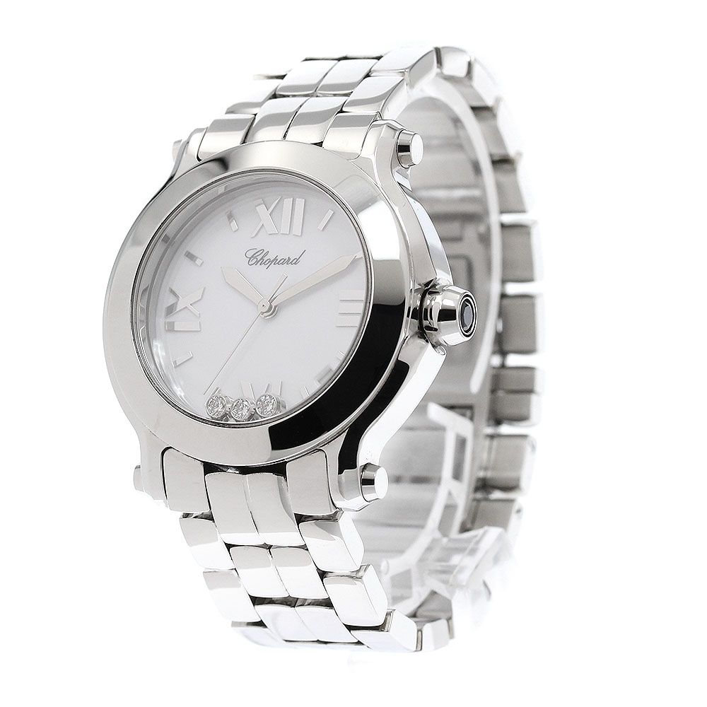 ショパール Chopard ハッピースポーツ 3Pダイヤ 36MM クォーツ レディース 美品 箱付き_953573 ショパール Chopard ハッピースポーツ 3Pダイヤ 36MM クォーツ