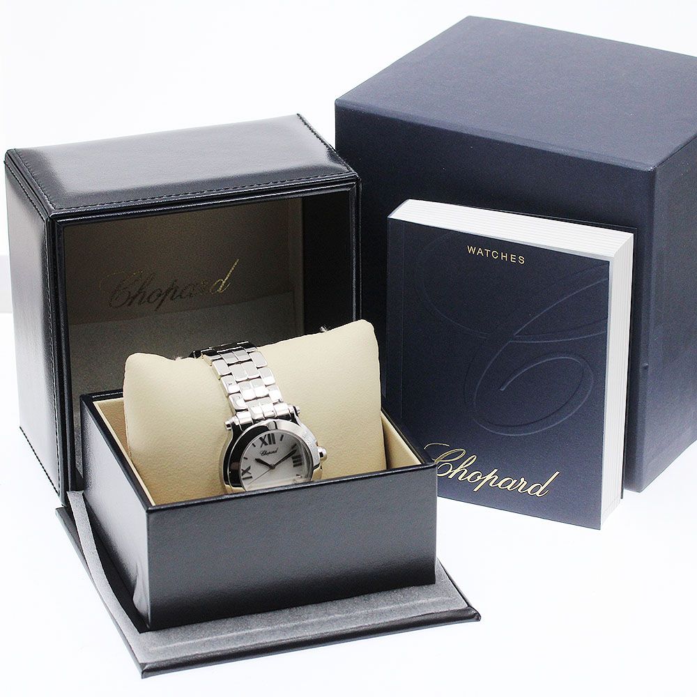 ショパール Chopard ハッピースポーツ 3Pダイヤ 36MM クォーツ レディース 美品 箱付き_953573 ショパール Chopard ハッピースポーツ 3Pダイヤ 36MM クォーツ