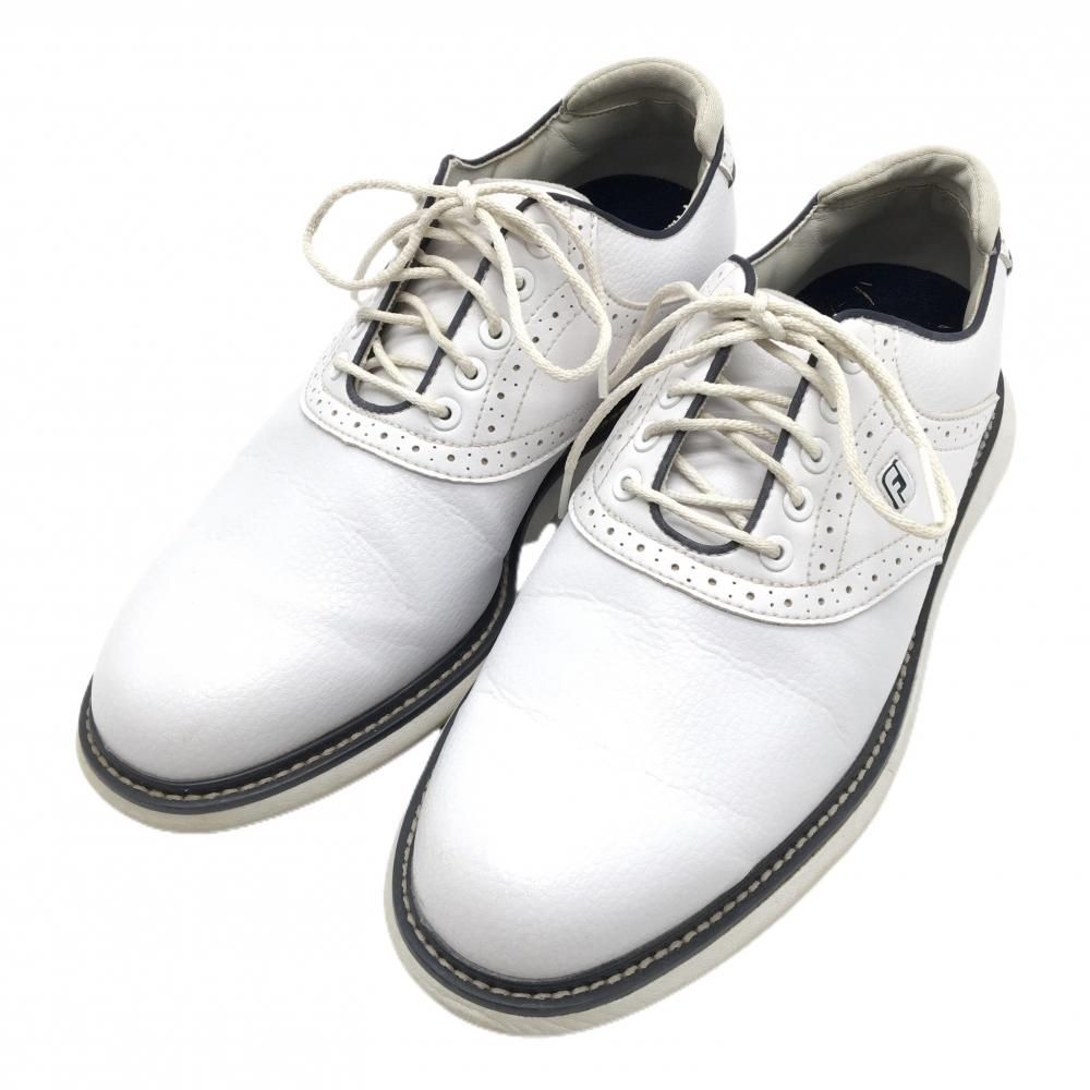 よ*り様 中古 美品 希少 フットジョイ トラディションズ 57933J スパイ ゴルフ 【美品】フットジョイ ゴルフシューズ 白 57933J スパイクレス
