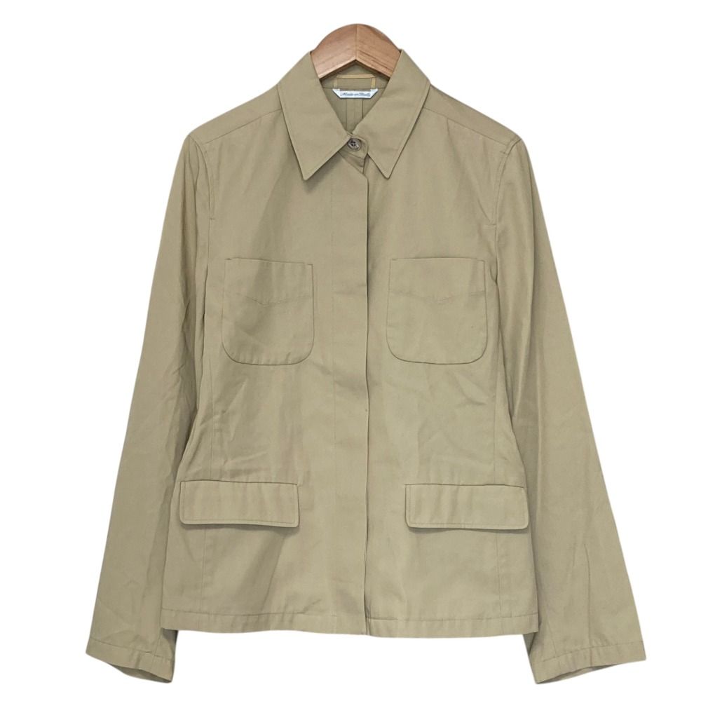 Max Mara マックスマーラ カジュアルシャツ M ベージュ 【古着】【中古】【送料無料】 美品 Max Mara マックスマーラ 比翼 シャツジャケット サイズ38