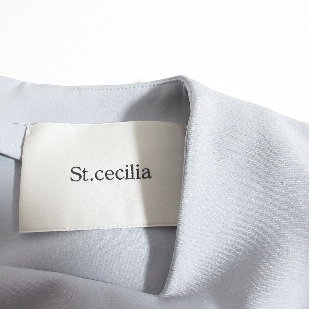 良品 St.cecilia セントセシリア パフスリーブ ギャザーブラウス プルオーバー STA2401204 サイズF サックス レディース 古着 中古 USED 良品 St.cecilia セントセシリア パフスリーブ ギャザーブラウス プル