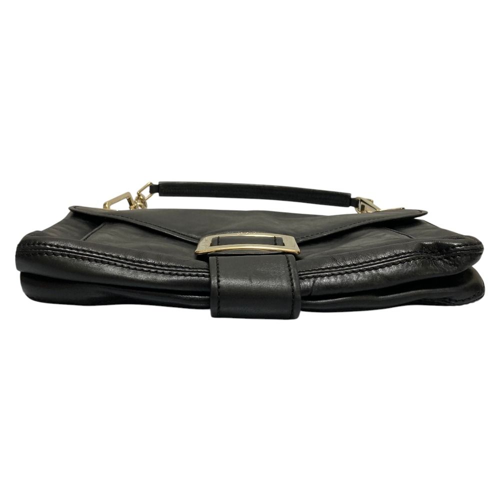 良品 ROGER VIVIER ロジェヴィヴィエ スクエアバックル レザー チェーン ミニショルダーバッグ ブラック レディース 古着 中古 USED ROGER VIVIER - 良品 ROGER VIVIER ロジェヴィヴィエ スクエアバックル