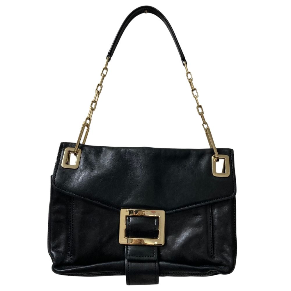 良品 ROGER VIVIER ロジェヴィヴィエ スクエアバックル レザー チェーン ミニショルダーバッグ ブラック レディース 古着 中古 USED ROGER VIVIER - 良品 ROGER VIVIER ロジェヴィヴィエ スクエアバックル