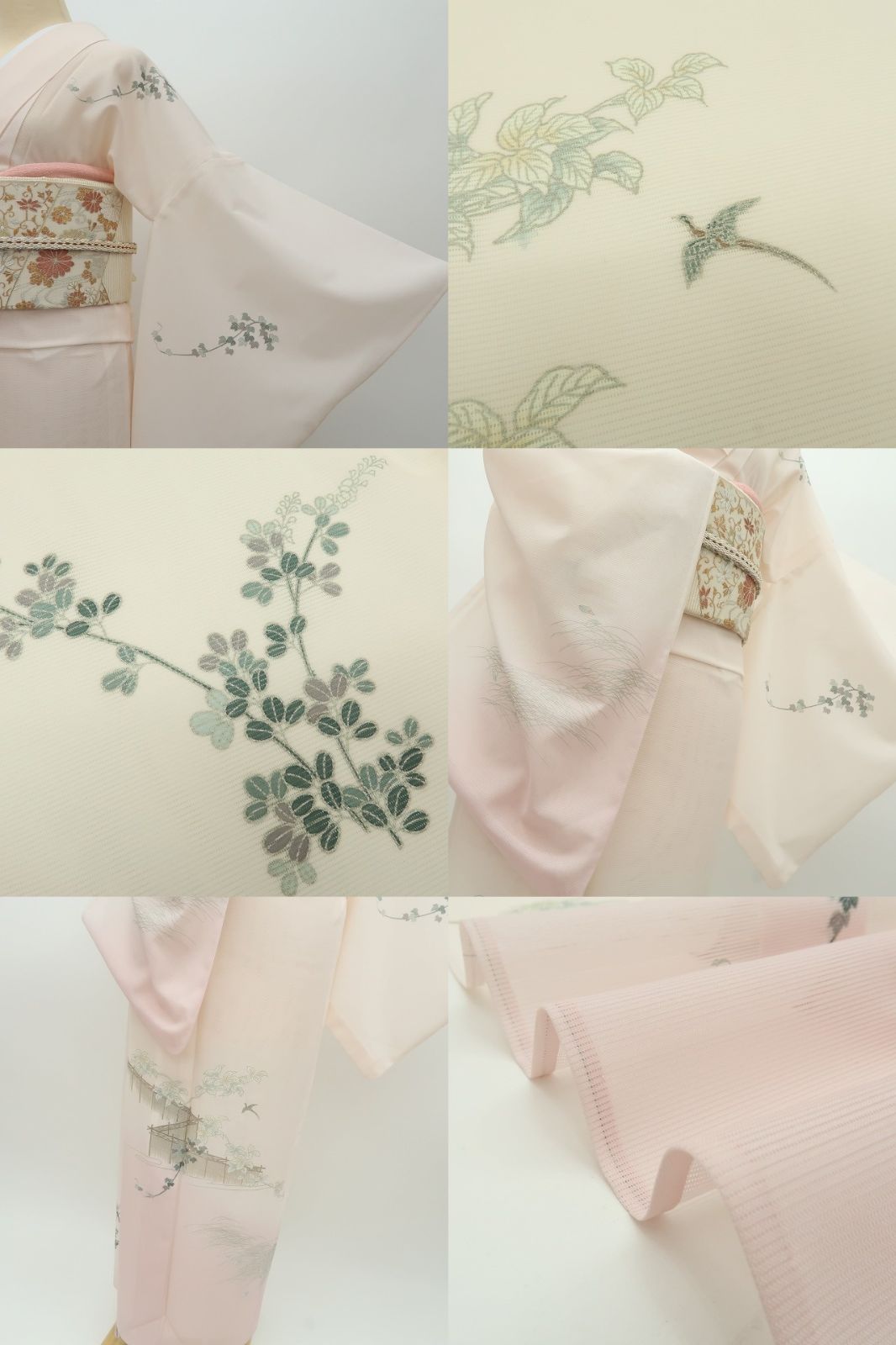 美品 夏着物 絽 トールサイズ“夏のしじまに序章開く唐花や鳳凰”訪問着N-18 絽 訪問着レンタル（夏用）｜薄水色に唐花文｜H0281｜L｜宅配着物