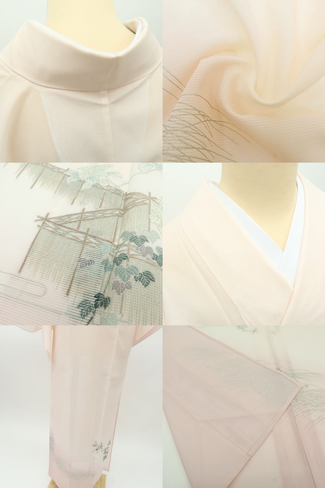 百華❀Y4850◇美品 洗える夏着物 絽 蔦 鳳凰 トールサイズ 訪問着 単品