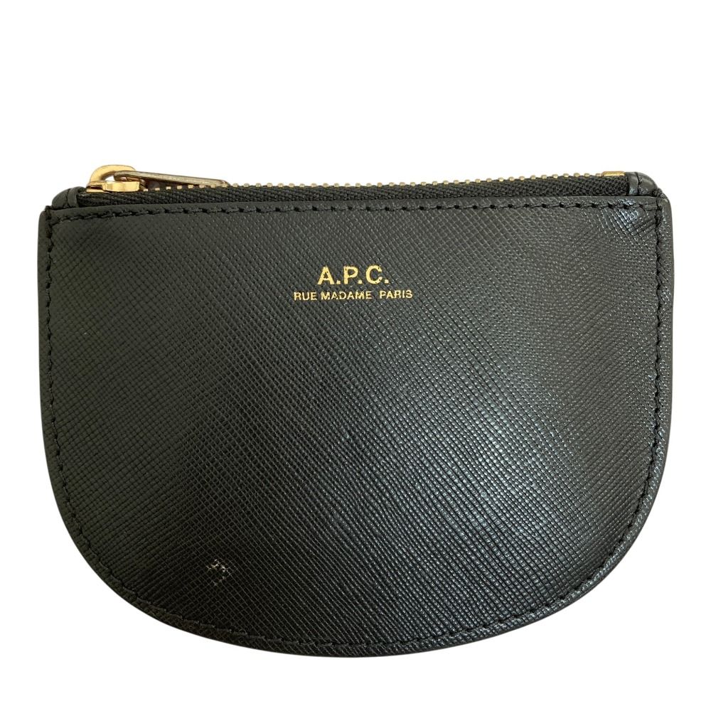 良品 A.P.C. アーペーセー サフィアーノレザー コインケース ブラック 