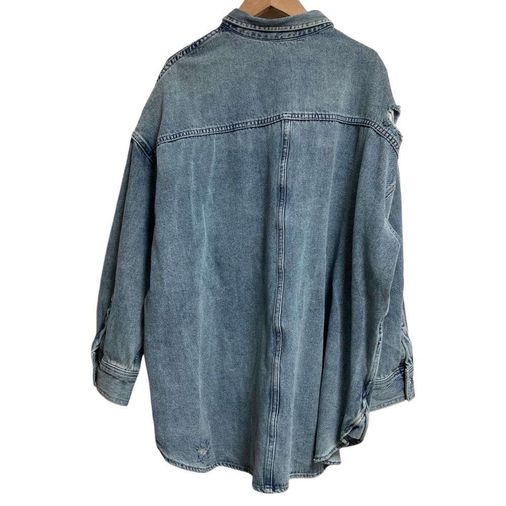 美品 LOUNGEDRESS ラウンジドレス ダメージ オーバーサイズ デニムシャツ LDZ1032204A0001 サイズF インディゴブルー レディース 古着 中古 USED 美品 LOUNGEDRESS ラウンジドレス ダメージ オーバーサイズ デニム