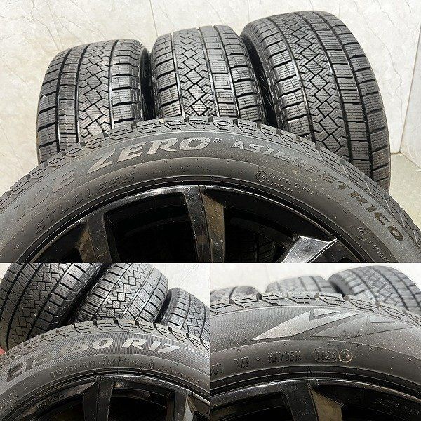 走行短め PIRELLI ICE ASIMMETRICO 215/55R17 スタッドレス【阿部商会 Eurodesign 17インチ 7J5HPCD112+47】21年製 VW/トゥーラン(STH015) ICE ASIMMETRICO 215/55R17 スタッドレスタイヤ ホイール4本セット
