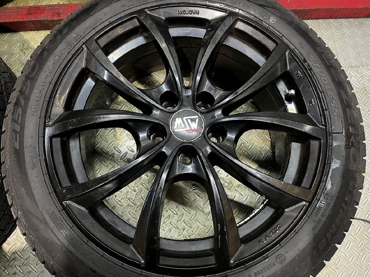PIRELLI ICE ASIMMETRICO 215/50R17 17インチ スタッドレス 4本 2018年製 バリ溝 プリウスα ジェイド ウィッシュ等　(TC568) クレジットカード QRコード決済可能 走行短め【PIRELLI ICEZERO ASIMMETRICO 215/50R17】スタッドレス【O.Z