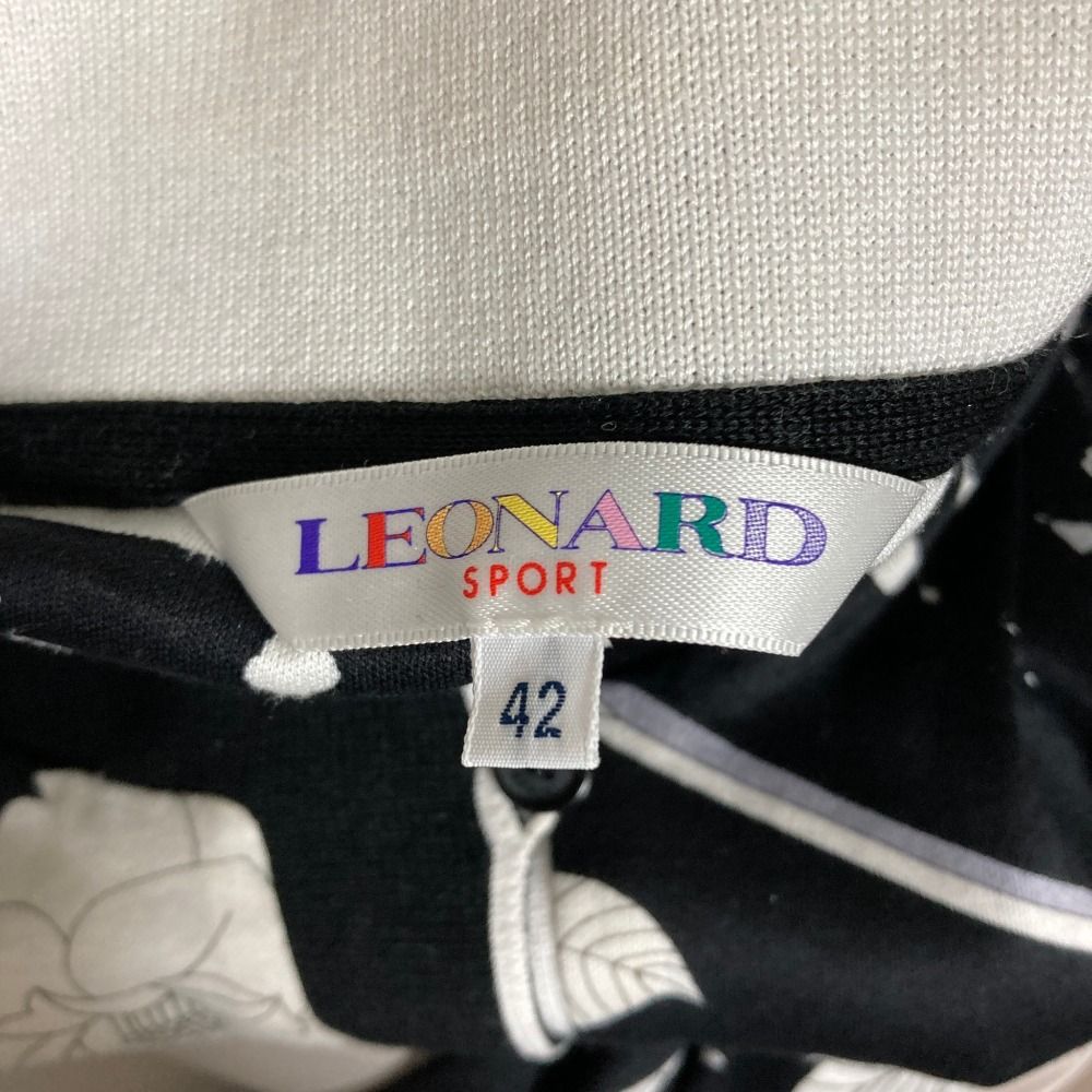 美品 LEONARD SPORT レオナールスポーツ フラワー コスメプリント ロングスリーブ ハーフボタン カットソー サイズ42 ブラック レディース 古着 中古 USED 美品 LEONARD SPORT レオナールスポーツ フラワー コスメプリント