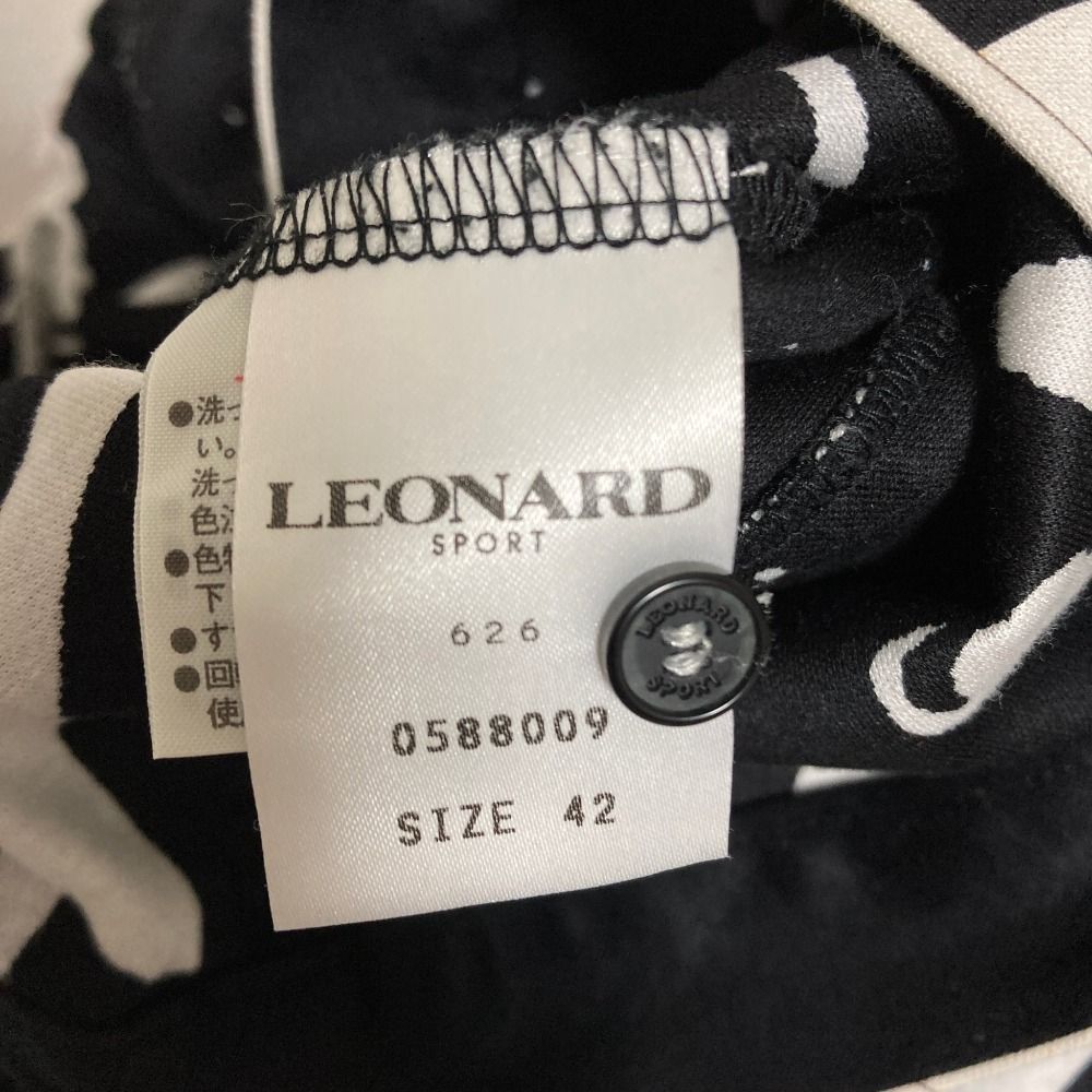 美品 LEONARD SPORT レオナールスポーツ フラワー コスメプリント ロングスリーブ ハーフボタン カットソー サイズ42 ブラック レディース 古着 中古 USED 美品 LEONARD SPORT レオナールスポーツ フラワー コスメプリント