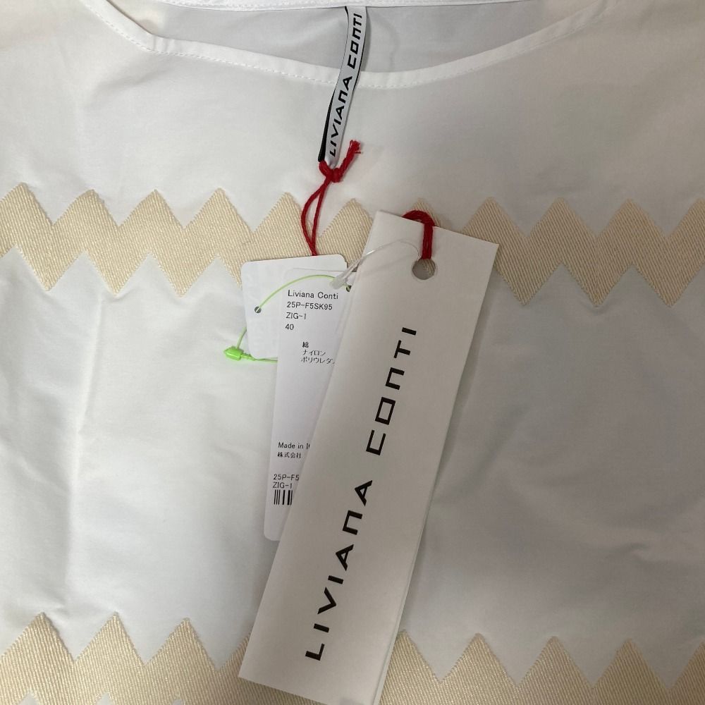 美品 LIVIANA CONTI リビアナコンティ ジグザグ コットン ドレス ビッグシルエット カットソー 25P-F5SK95 ホワイト  レディース 古着 中古 USED 美品 LIVIANA CONTI リビアナコンティ ジグザグ コットン ドレス