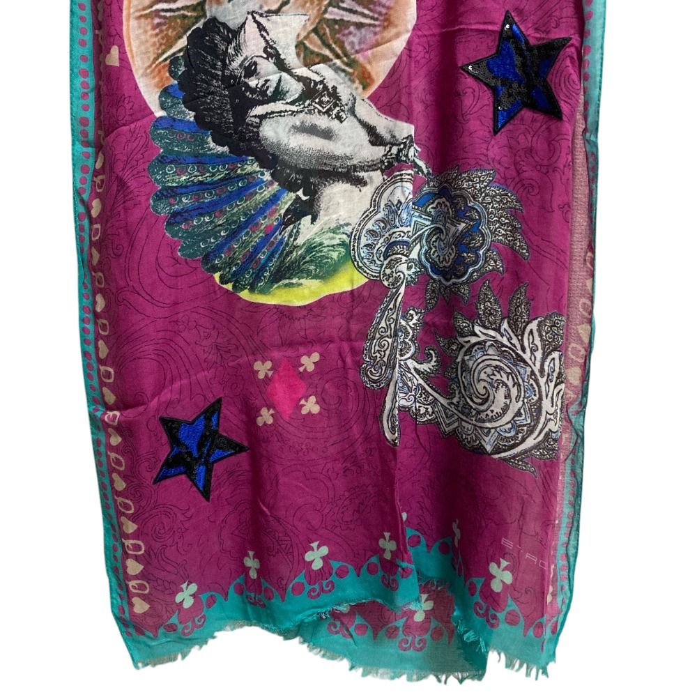 美品 ETRO エトロ ペイズリー柄 ストール レッド系 レディース 古着 中古 USED ETRO - 美品 ETRO エトロ ペイズリー柄 ストール レッド系 レディース