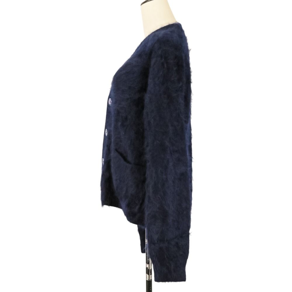美品 BLAMINK ブラミンク カシミヤファーVネックカーディガン 7915-299-0060 サイズ38 ネイビー レディース 古着 中古 USED BLAMINK - 美品 BLAMINK ブラミンク カシミヤファーVネック