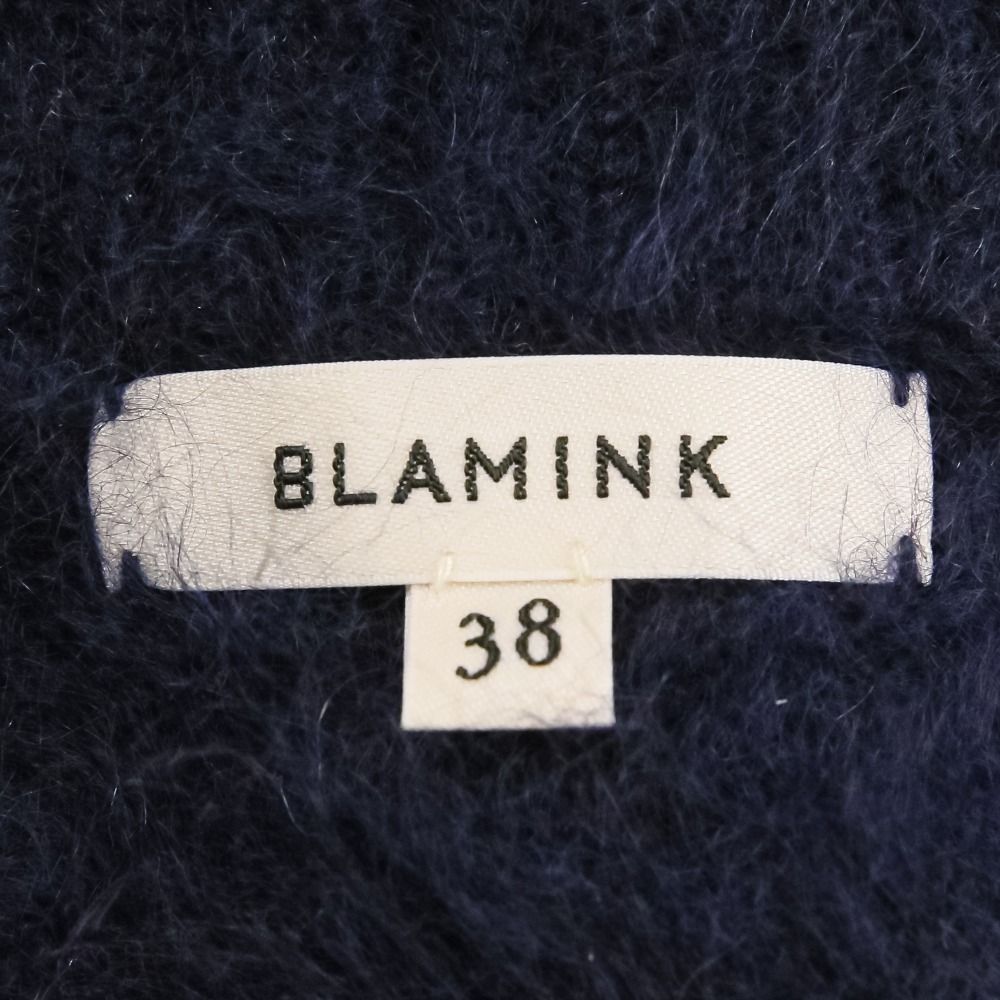 美品 BLAMINK ブラミンク カシミヤファーVネックカーディガン 7915-299-0060 サイズ38 ネイビー レディース 古着 中古 USED 美品 BLAMINK ブラミンク カシミヤファーVネックカーディガン 7915-299
