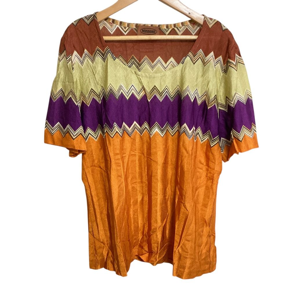 MISSONI(ミッソーニ) 半袖セーター サイズ46 L レディース美品  - オレンジ MISSONI(ミッソーニ) 半袖セーター サイズ46 L レディース美品