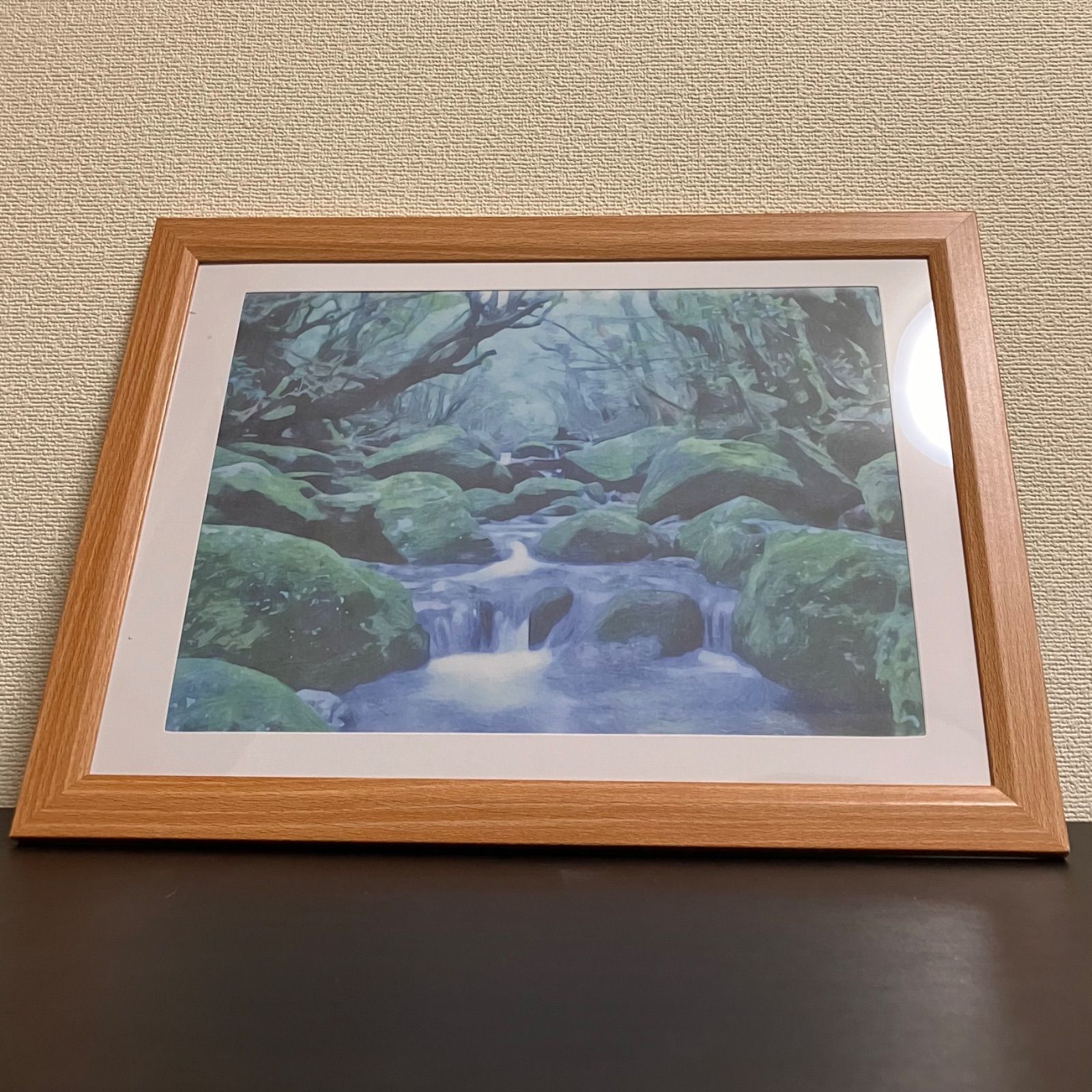 ジブリアート③もののけ姫より「屋久島 白谷雲水峡」額装品 額縁寸法33