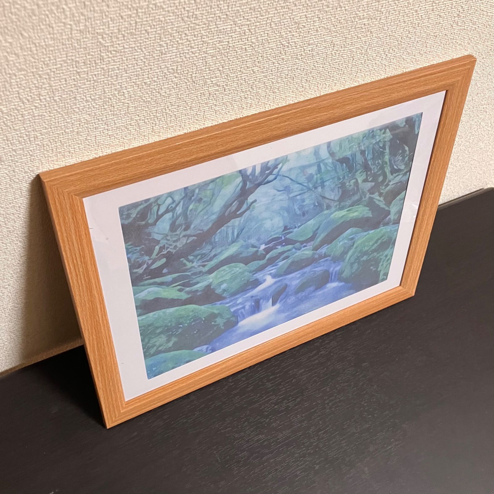 ジブリアート③もののけ姫より「屋久島 白谷雲水峡」額装品 額縁寸法33