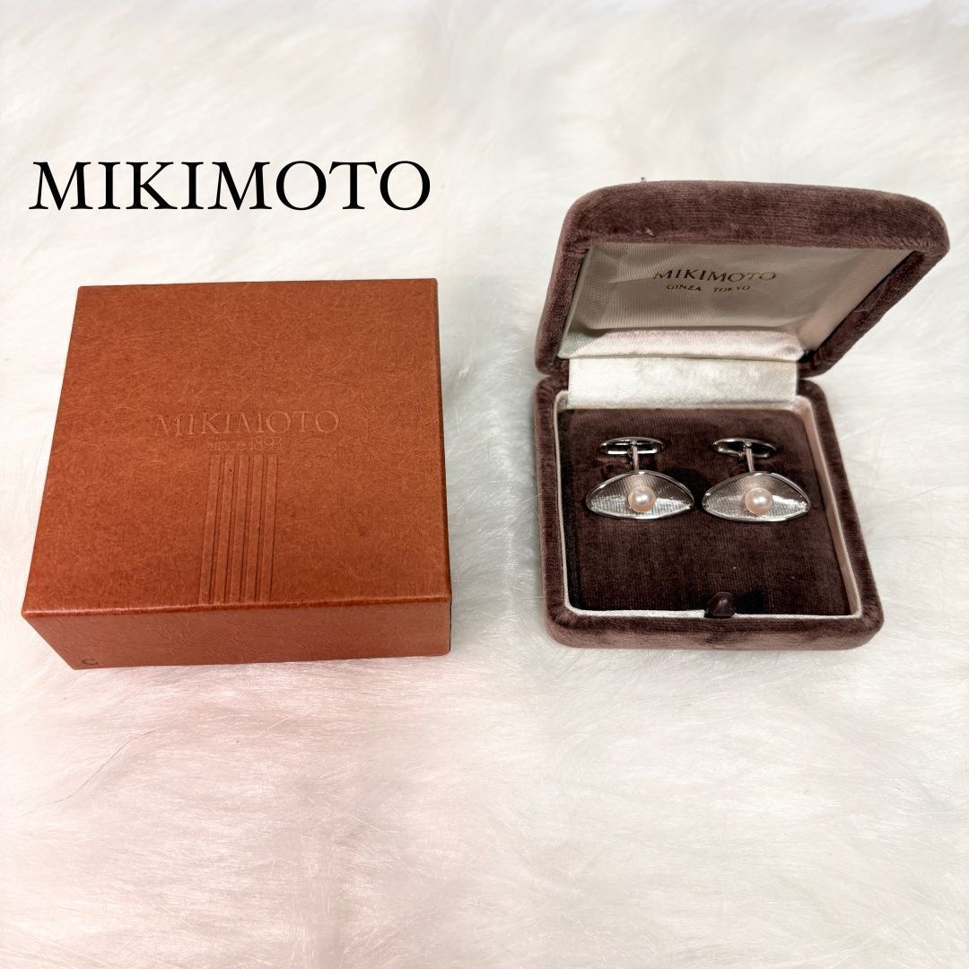 箱付き 世界最高品質ミキモト MIKIMOTO silver 真珠 カフスボタン 美品】ミキモト MIKIMOTO パール カフス シルバー 真珠 メンズ 箱付き