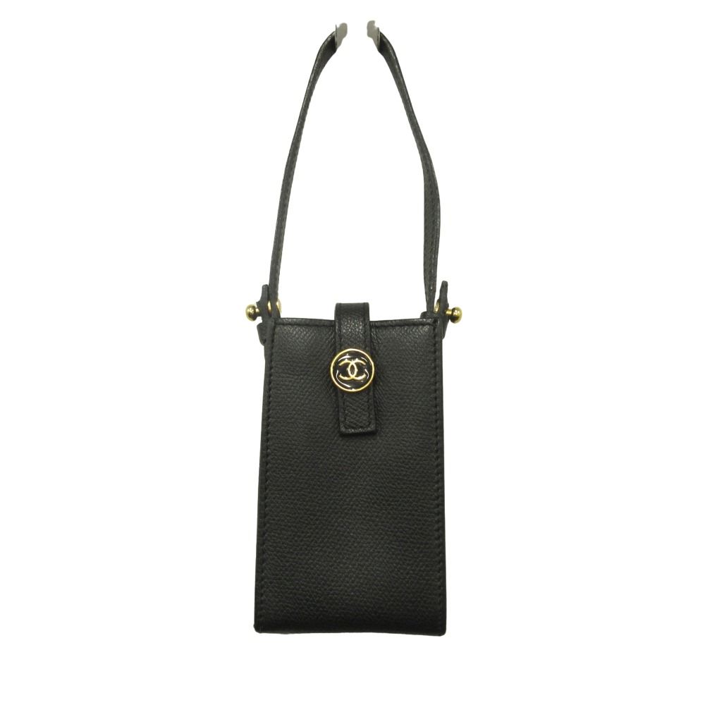 良品 CHANEL シャネル シガレットケース タバコ 煙草 ココマーク レザー ポーチ バッグチャーム 黒 ブラック メンズ レディース 古着 中古 USED