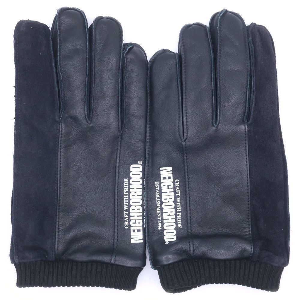 NEIGHBORHOOD (ネイバーフッド) 22AW LEATHER PANEL GLOVE ロゴ