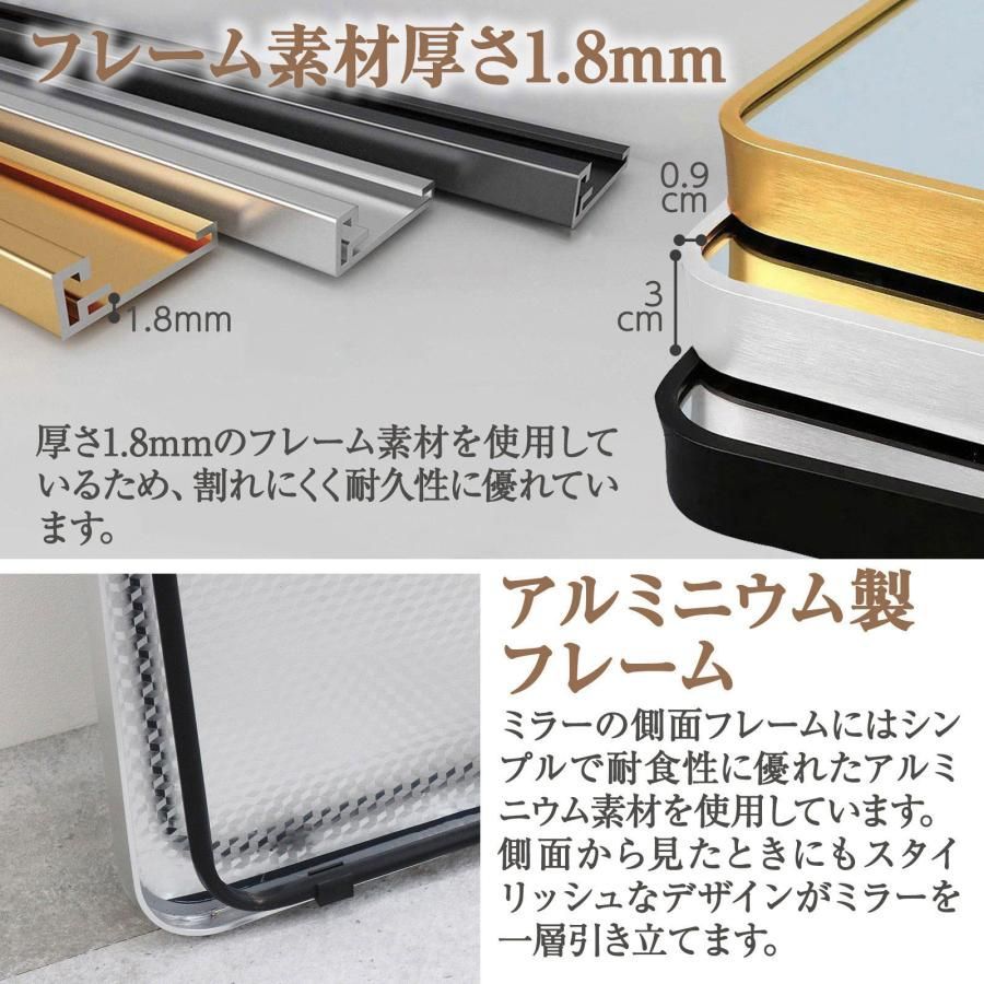 3076 全身ミラー 強化ガラス 160×50cm シルバー 割れにくい 姿見鏡 丸