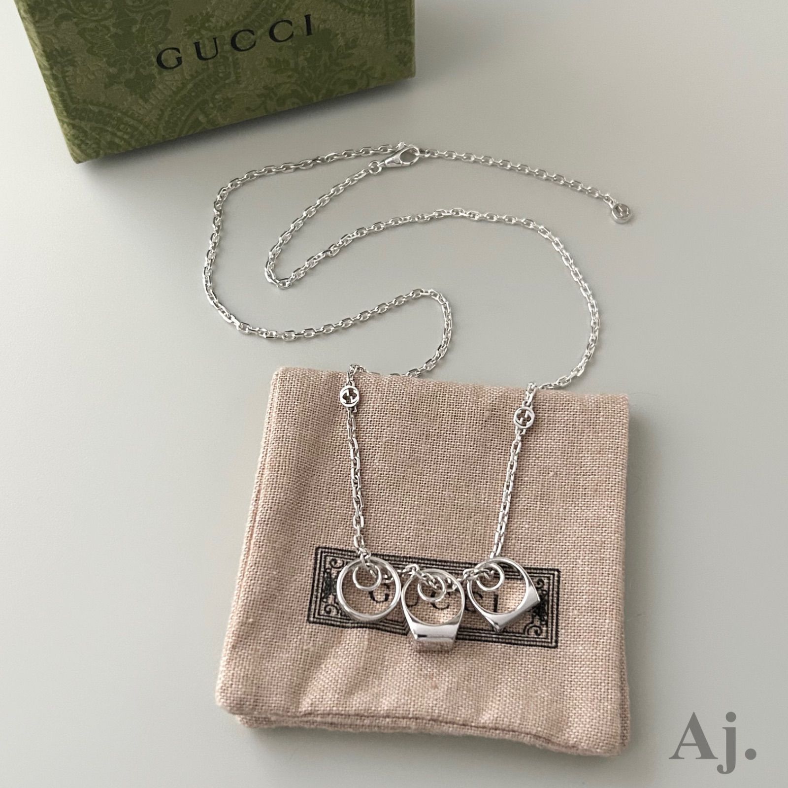 グッチ ネックレス GG インターロッキング 3連 リング AG925 GUCCI 