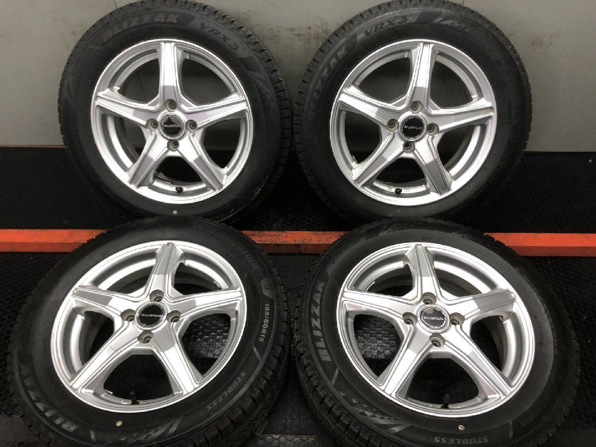 【BS BLIZZAK VRX3 185/60R15】スタッドレス【ホンダ 純正ホイール 15インチ 5.5J5HPCD114.3】21年製 バリ溝 フリード外し 　(KTL414) ブリザック VRX3 【新品】フリード 5穴/114 スタッドレスタイヤ