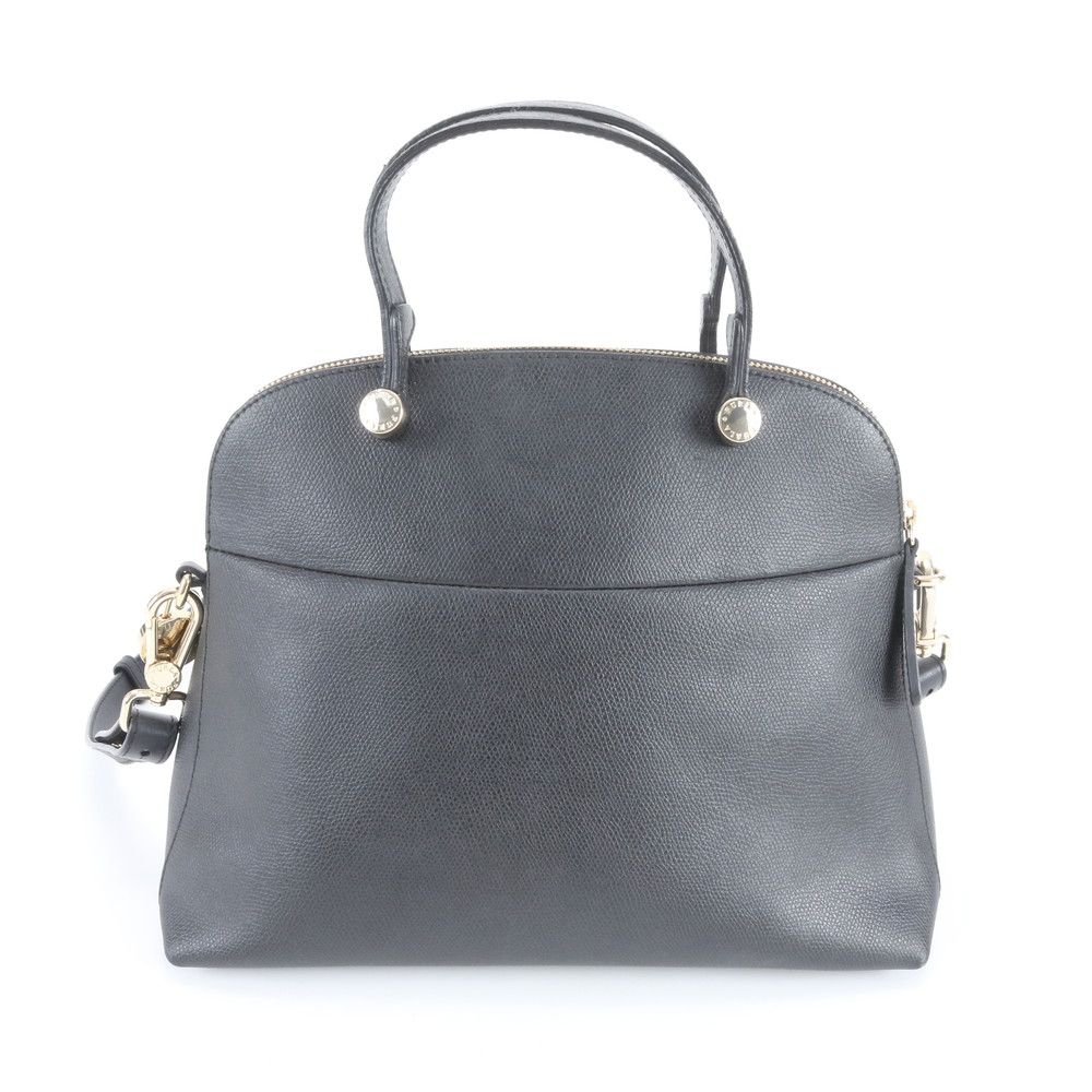 極美品✨FURLAフルラ ショルダーバッグ レザー ネイビー 2way ロゴ金具 