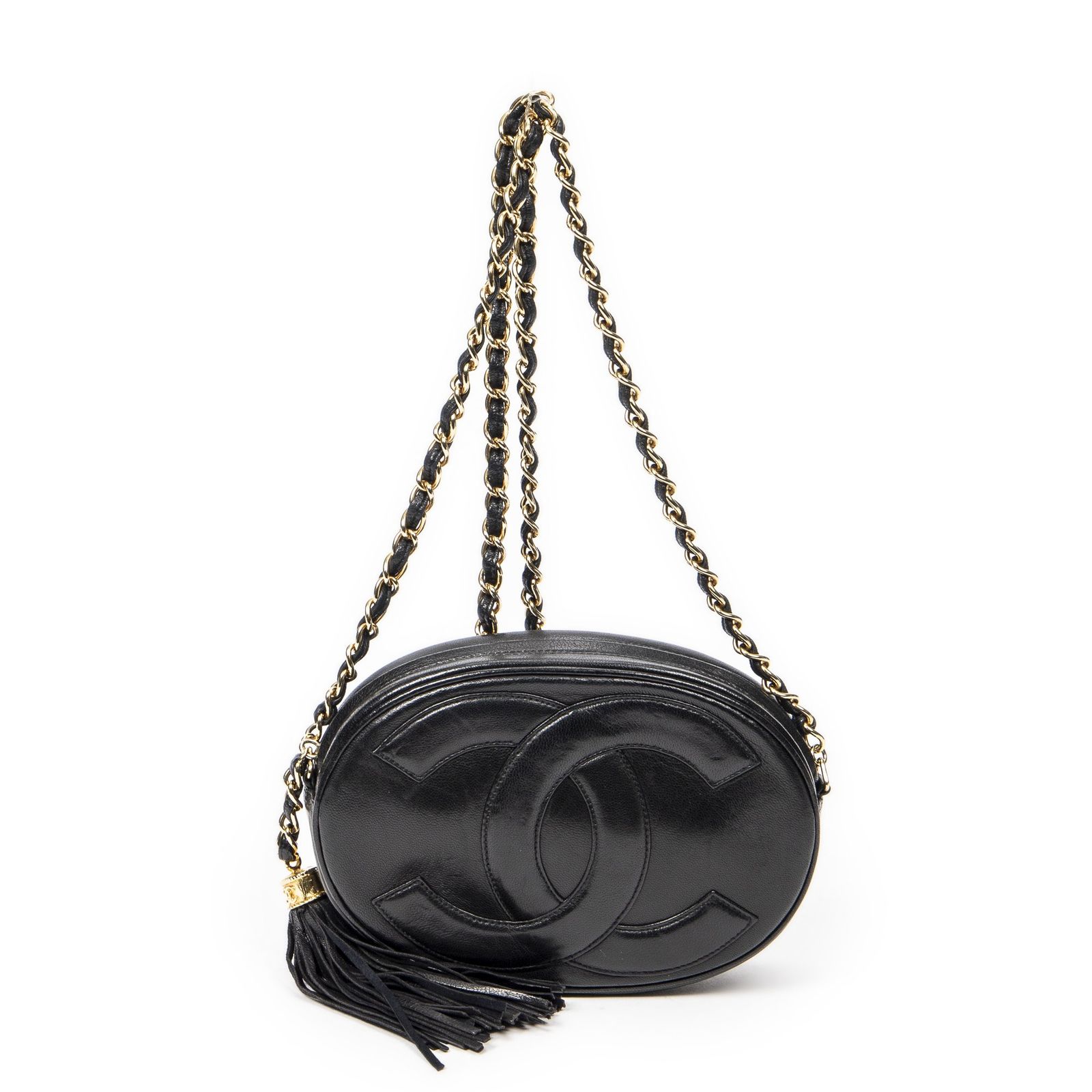CHANEL シャネル 黒 レザー チェーン CCマーク ショートブーツ 中古 