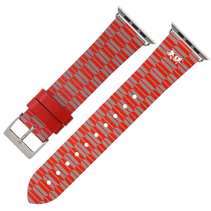 【新品】 compatible with Apple Watch アップルウォッチ用 バンド ベルト カーフ 牛革 日本伝統 文化 キモノ KIMONO カシス 49mm/46mm(Series11/10)/45mm/44mm/42mm Series11/ 1