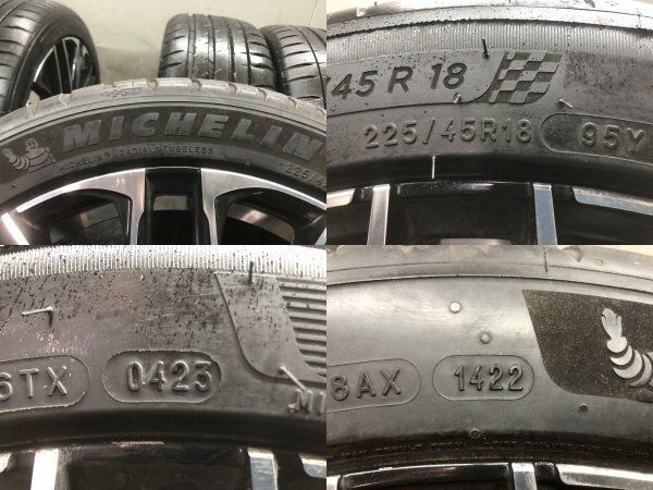 【MICHELIN PILOT SPORT 4S 225/45R18】夏タイヤ【Weds LEONIS SK レオニスSK 18インチ 7J5HPCD114.3+55】23年 バリ溝 レヴォーグ等 STB141 MICHELIN PILOT SPORT 4S 225/45R18】夏タイヤ【Weds LEONIS SK