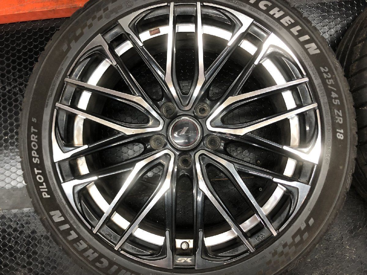 【MICHELIN PILOT SPORT 4S 225/45R18】夏タイヤ【Weds LEONIS SK レオニスSK 18インチ 7J5HPCD114.3+55】23年 バリ溝 レヴォーグ等 STB141 MICHELIN PILOT SPORT 4S 225/45R18】夏タイヤ【Weds LEONIS SK