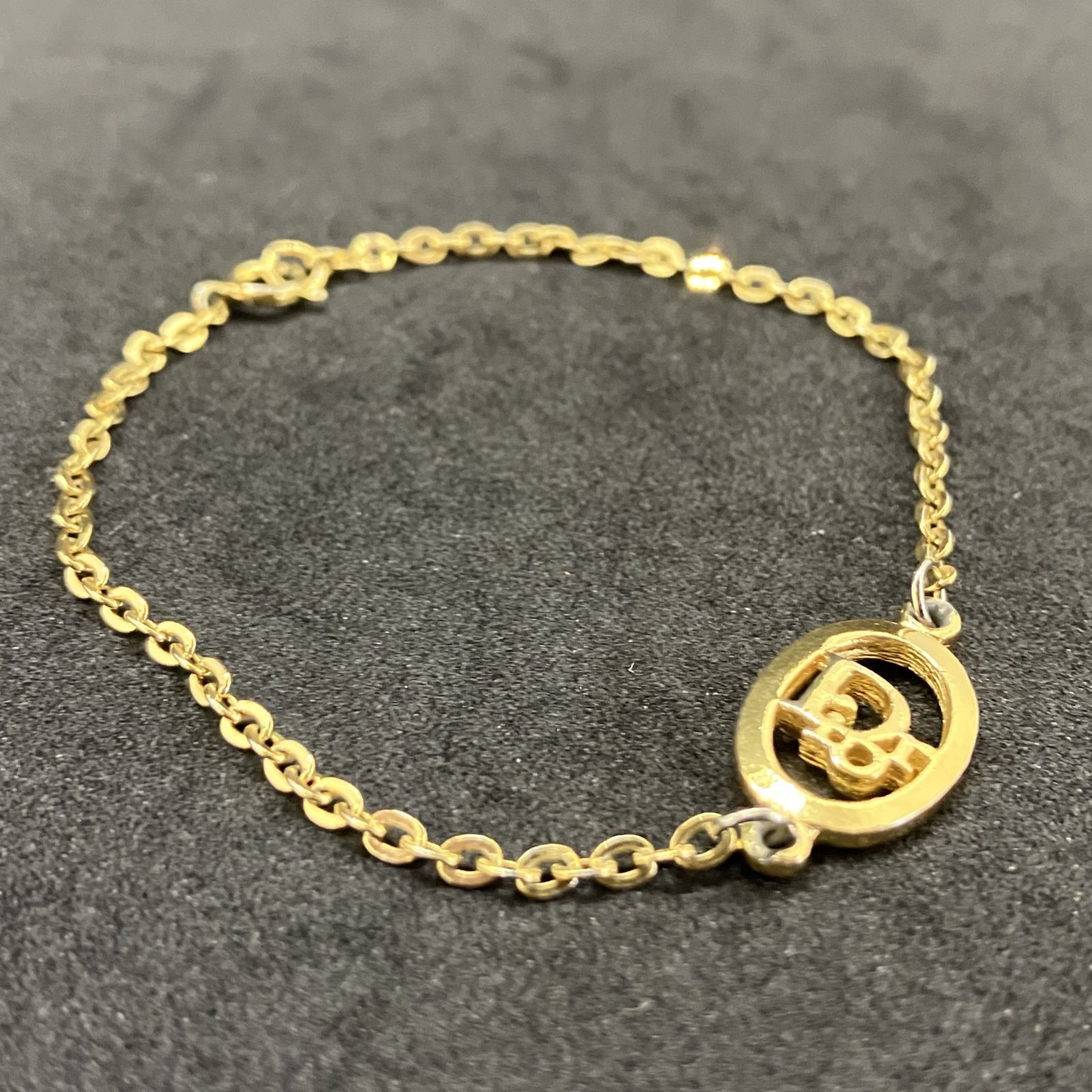 美品 Christian Dior ディオール ブレスレット ロゴ金具 ゴールド系 