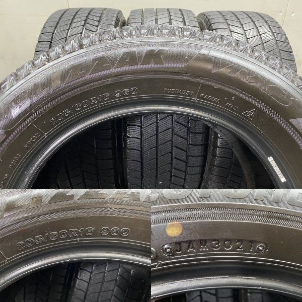 BS BRIDGESTONE BLIZZAK VRX3 205/60R16 16インチ スタッドレス 4本 21年製 ステップワゴン プリウスα ノア レガシィB4等　(STZ168) BS BRIDGESTONE BLIZZAK VRX3 205/60R16 16インチ スタッドレス 4本 21