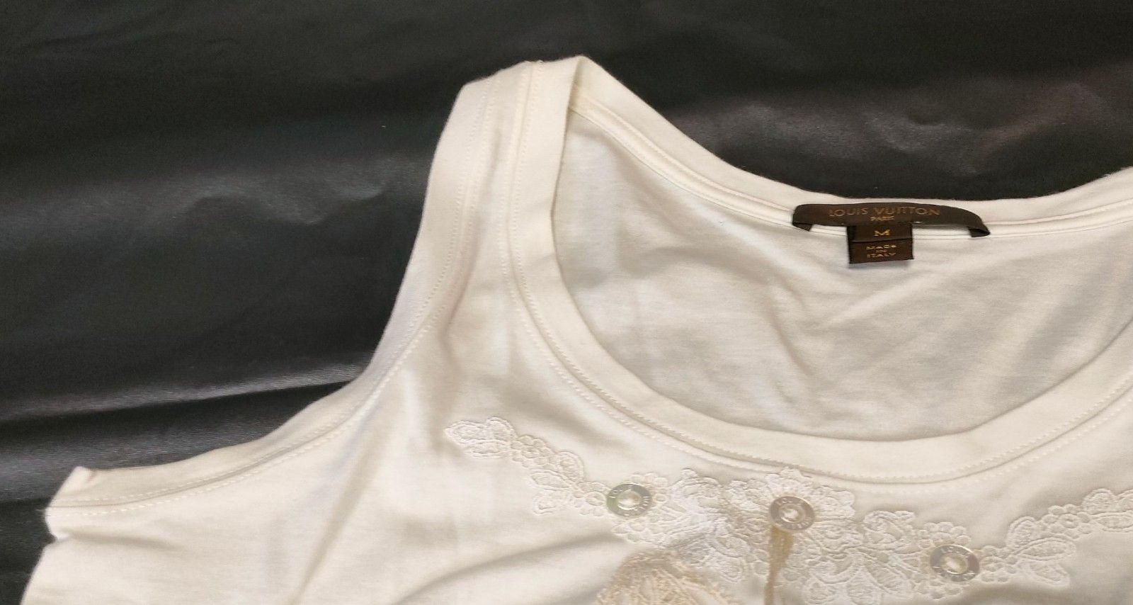 LOUIS VUITTON タンクトップ 刺繍ボタン付き グレー レディースXS ルイ 