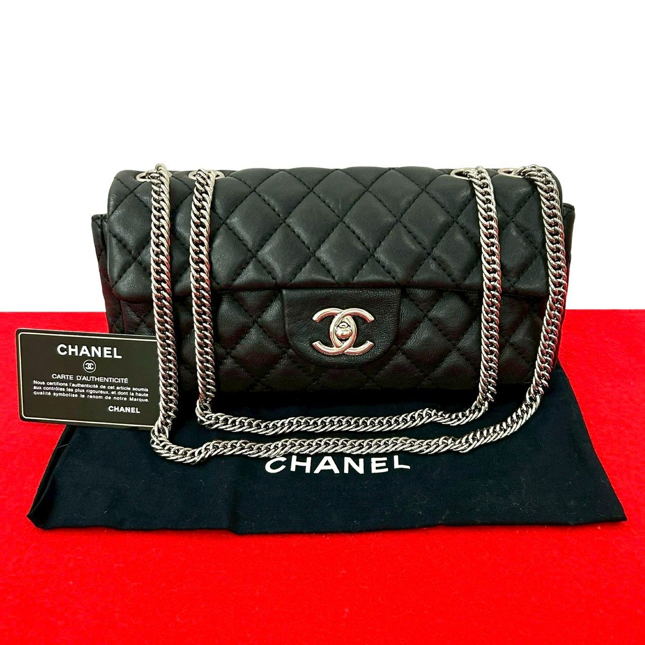 極 美品 カード シール有 11番台 CHANEL シャネル マトラッセ ココマーク ラムスキン チェーン ショルダーバッグ ブラック 34255 極 美品 カード シール有 11番台 CHANEL シャネル マトラッセ ココ