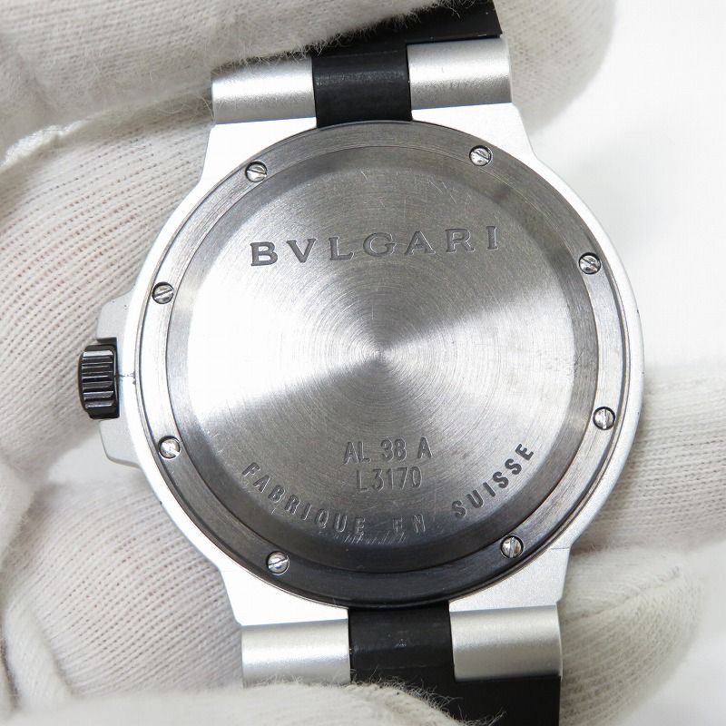 【瀬戸大橋店】 中古 BVLGARI | ブルガリ 腕時計 アナログ自動巻き アルミニウム 38mm AL38A ブラック 【132】 瀬戸大橋店】 中古 BVLGARI | ブルガリ 腕時計 アナログ自動巻き