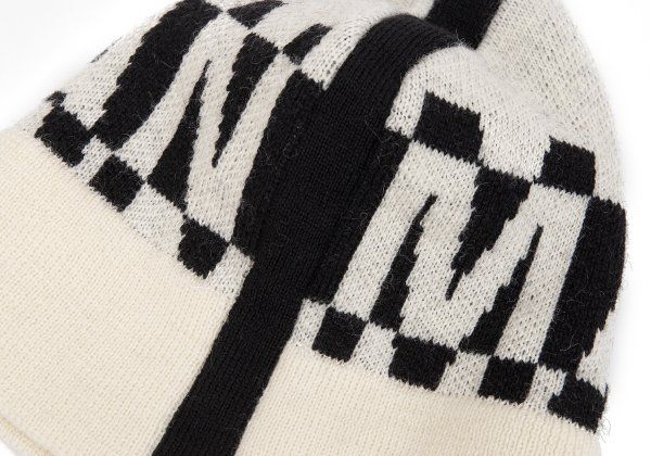 ジュンヤワタナベマン コムデギャルソンJUNYA WATANABE MAN COMME des GARCONS チェッカーロゴニットキャップ  アイボリー黒 ジュンヤワタナベマン コムデギャルソンJUNYA WATANABE MAN COMME des