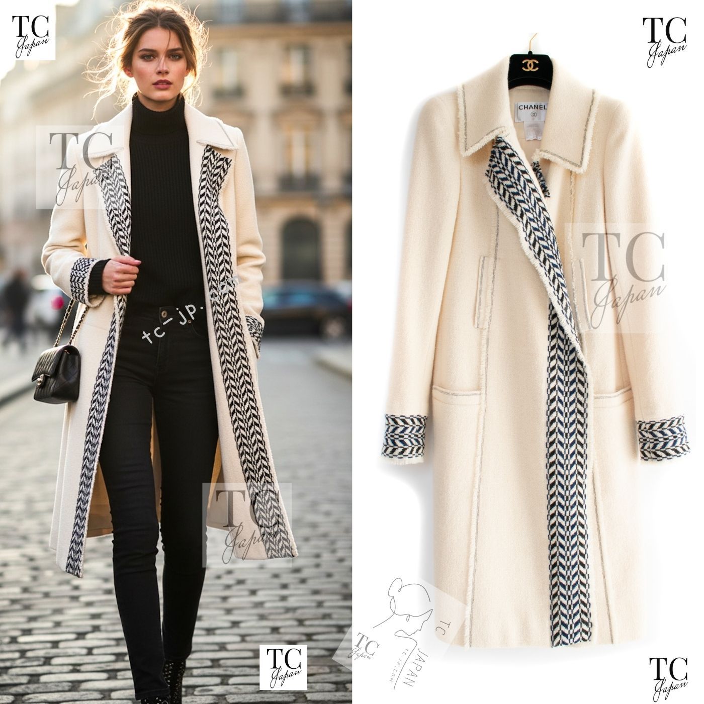 シャネル コート CHANEL ヴィンテージ いい女 ! 高見え アイボリー 
