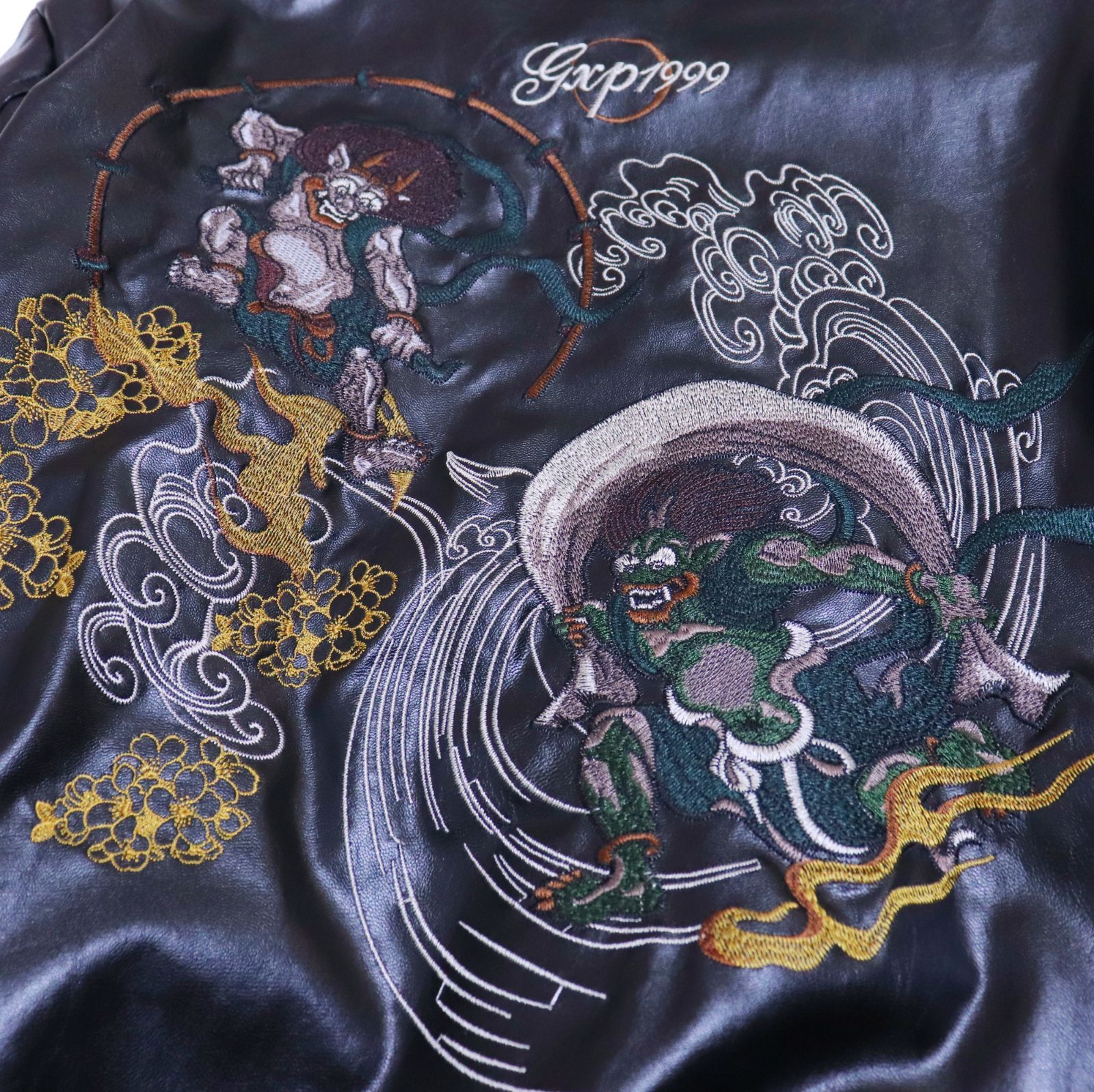 メンズ UABONI 【ユアボニ】 ジャケット 風神 雷神 刺繍 フェイクレザー