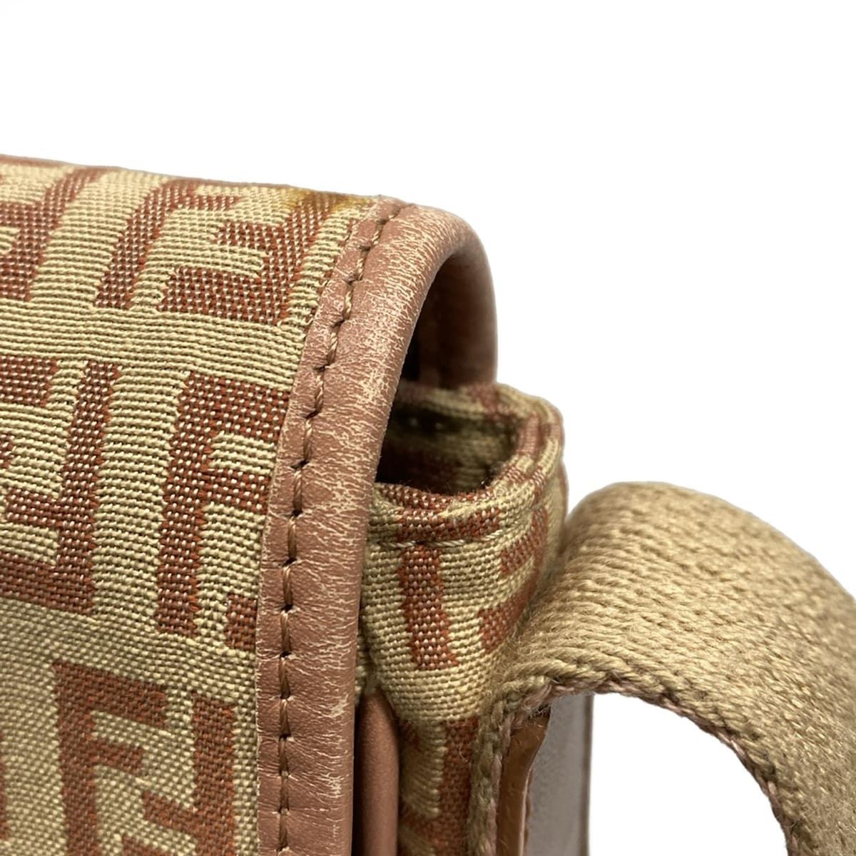 FENDI(フェンディ) ショルダーバッグ ズッキーノ柄 8BR323 ベージュ×ピンク レザー FENDI(フェンディ) ショルダーバッグ ズッキーノ柄 8BR323 ベージュ