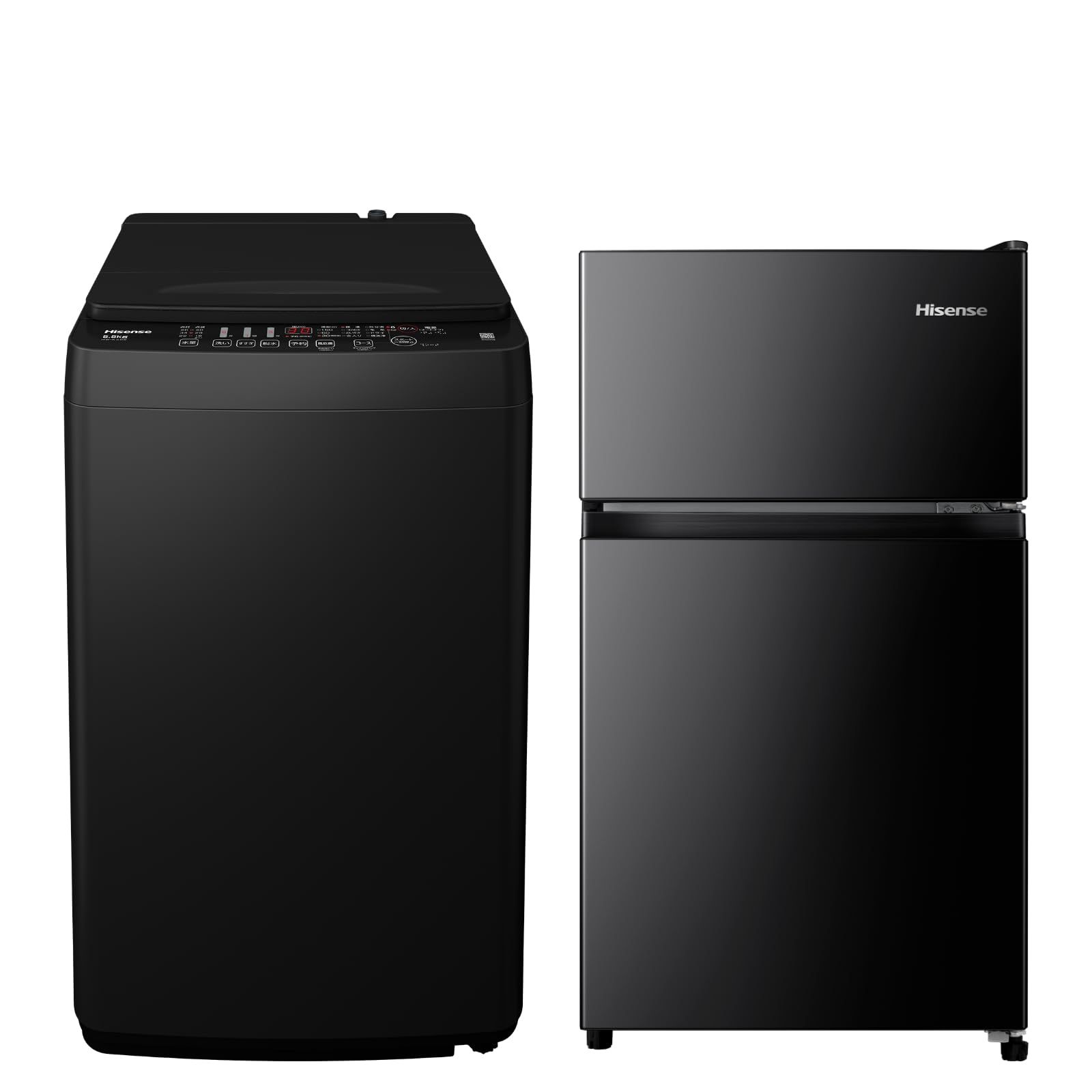 新生活家電セット】ハイセンス 冷蔵庫 87L 黒 & 洗濯機 4.5kg 黒 